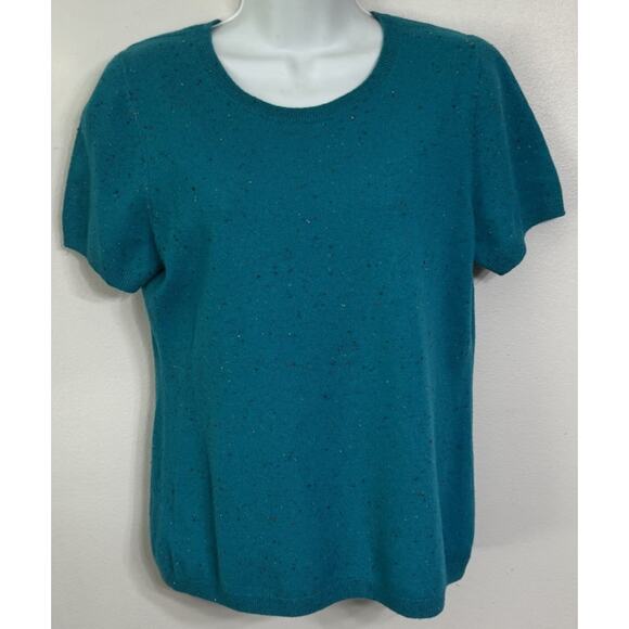 Lands End 100% Cashmere Twin Sweater Set Women’s Small 6-8 Button Cardigan Teal - Picture 2 of 9